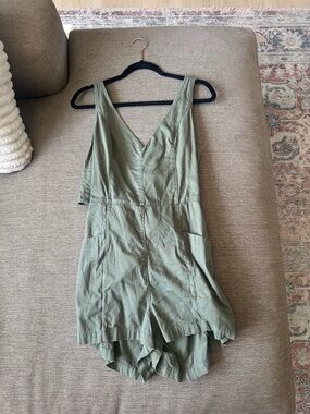 aerie Olive Green V-Neck Sleeveless Romper
